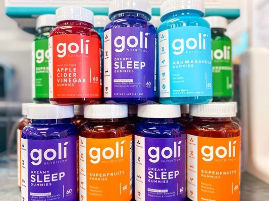 Goli bottles in a shop display