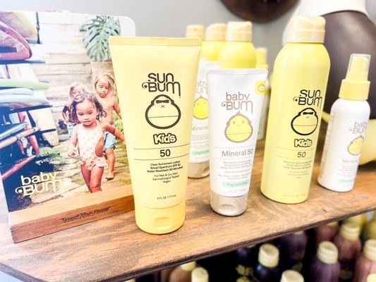 Sun Bum sun care products in a shop display